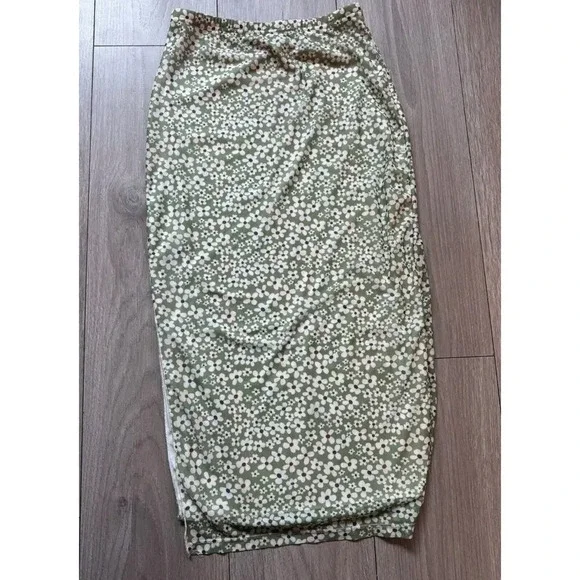 Milumia Women's Floral Print High Waist Skirt High Side Split Boho Small green - Picture 3 of 10